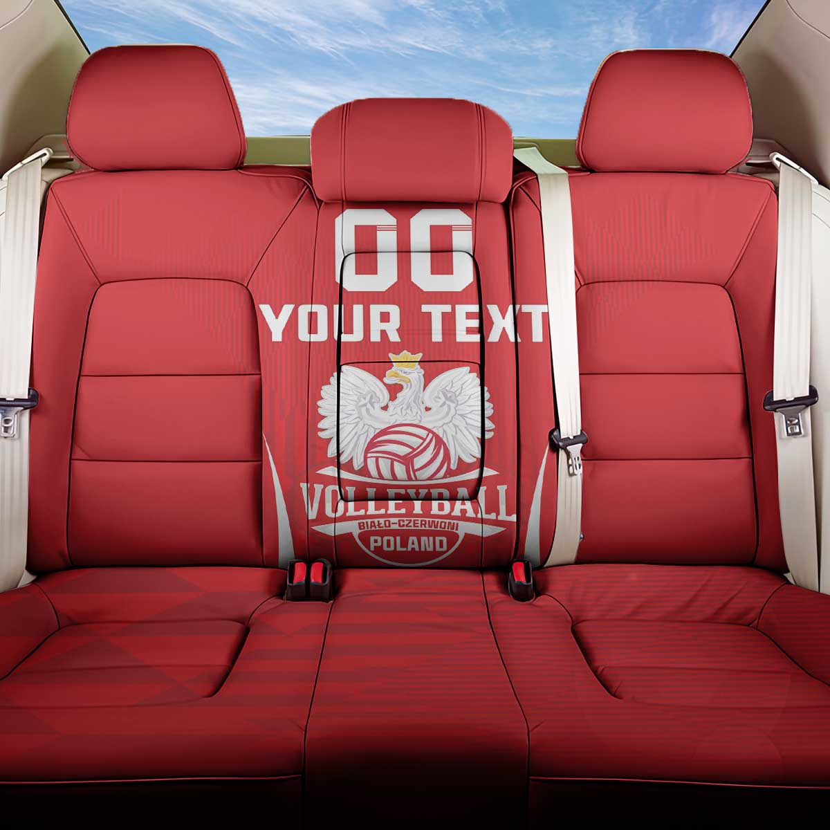 Custom Poland Volleyball Back Car Seat Cover Bialo–Czerwoni Go Champions