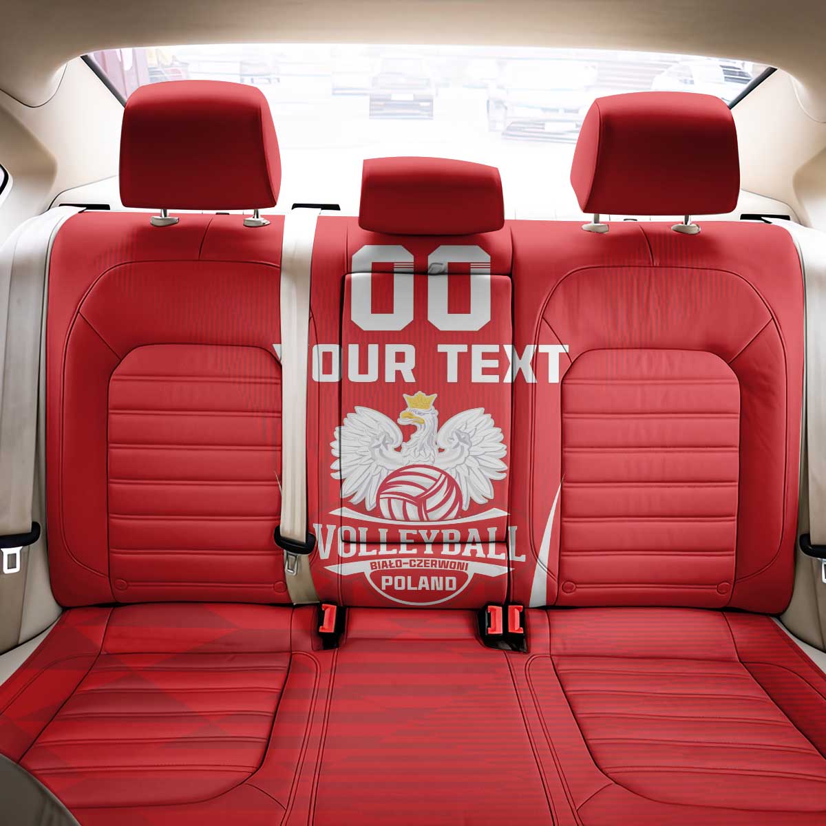 Custom Poland Volleyball Back Car Seat Cover Bialo–Czerwoni Go Champions