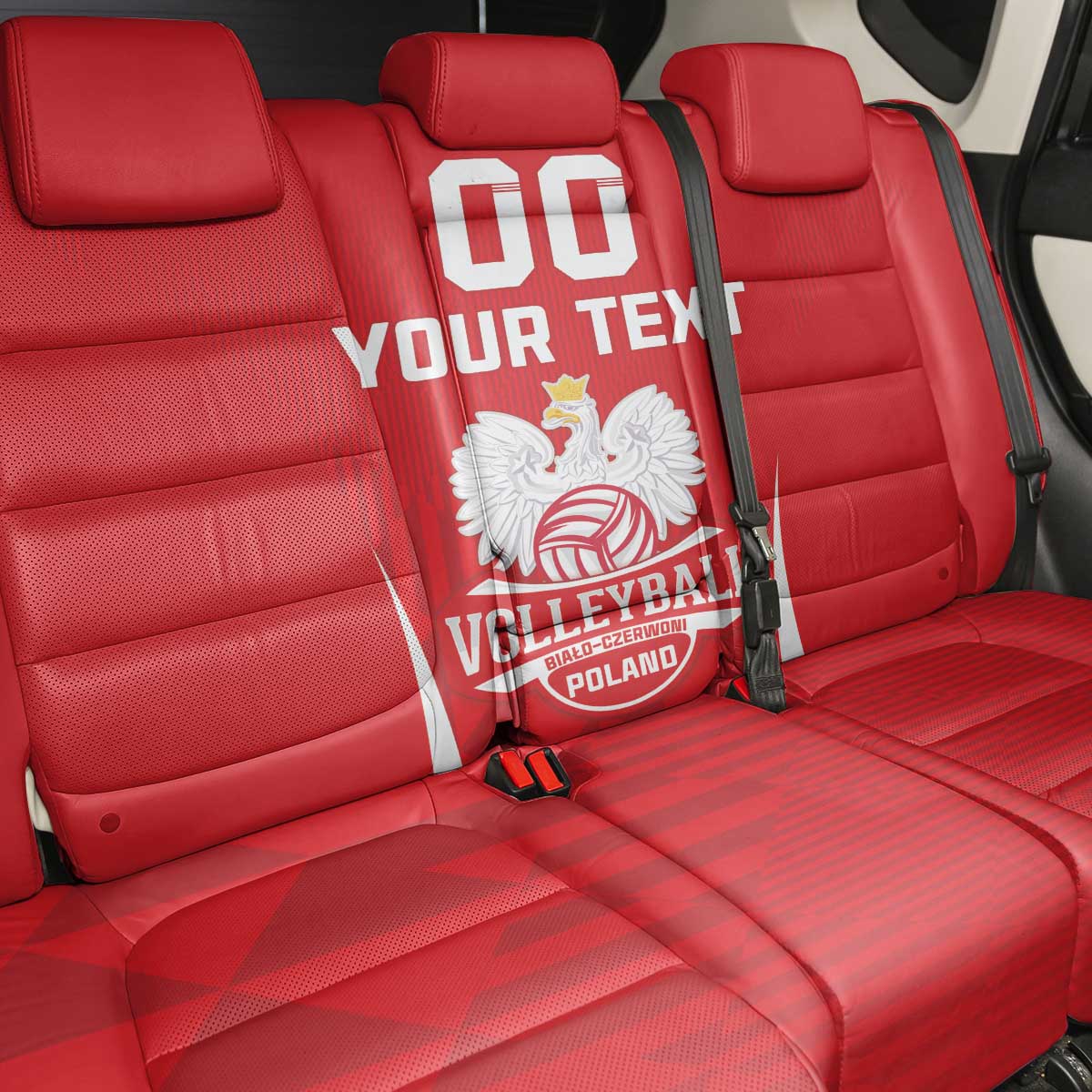 Custom Poland Volleyball Back Car Seat Cover Bialo–Czerwoni Go Champions
