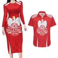 Custom Poland Volleyball Couples Matching Long Sleeve Bodycon Dress and Hawaiian Shirt Bialo–Czerwoni Go Champions