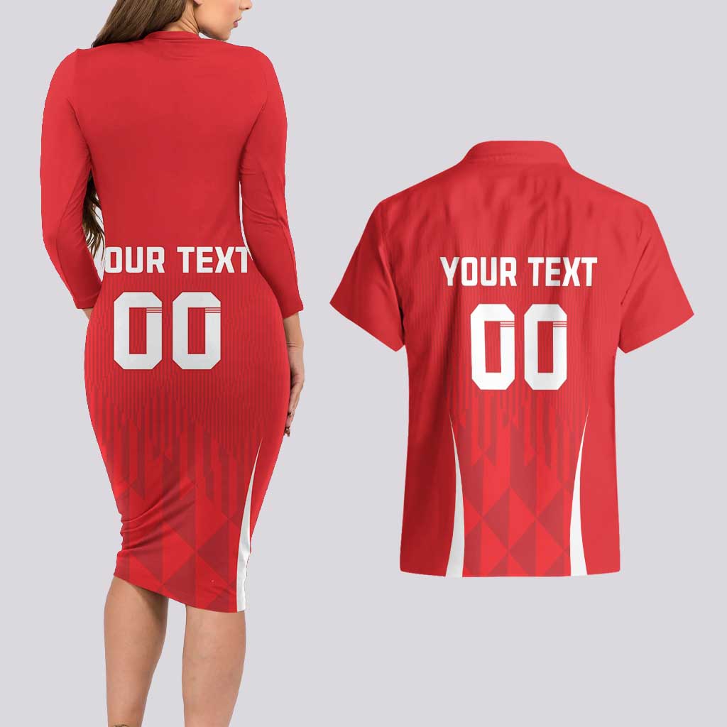 Custom Poland Volleyball Couples Matching Long Sleeve Bodycon Dress and Hawaiian Shirt Bialo–Czerwoni Go Champions