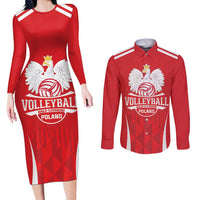 Custom Poland Volleyball Couples Matching Long Sleeve Bodycon Dress and Long Sleeve Button Shirt Bialo–Czerwoni Go Champions