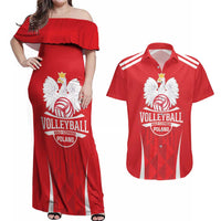 Custom Poland Volleyball Couples Matching Off Shoulder Maxi Dress and Hawaiian Shirt Bialo–Czerwoni Go Champions