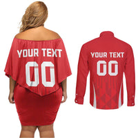 Custom Poland Volleyball Couples Matching Off Shoulder Short Dress and Long Sleeve Button Shirt Bialo–Czerwoni Go Champions