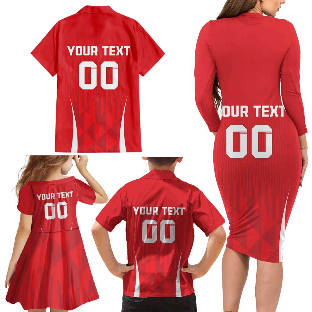 Custom Poland Volleyball Family Matching Long Sleeve Bodycon Dress and Hawaiian Shirt Bialo–Czerwoni Go Champions