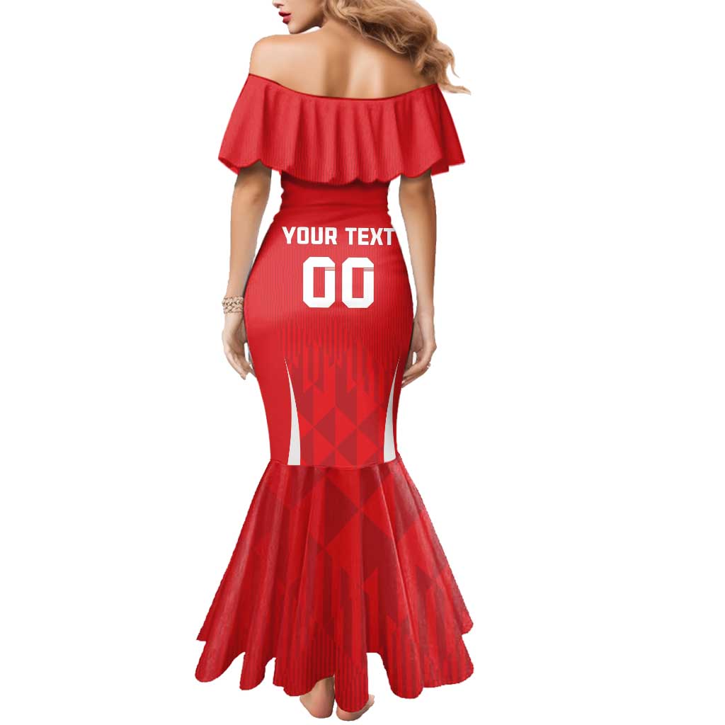 Custom Poland Volleyball Family Matching Mermaid Dress and Hawaiian Shirt Bialo–Czerwoni Go Champions