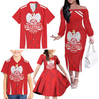 Custom Poland Volleyball Family Matching Off The Shoulder Long Sleeve Dress and Hawaiian Shirt Bialo–Czerwoni Go Champions