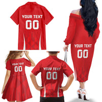Custom Poland Volleyball Family Matching Off The Shoulder Long Sleeve Dress and Hawaiian Shirt Bialo–Czerwoni Go Champions