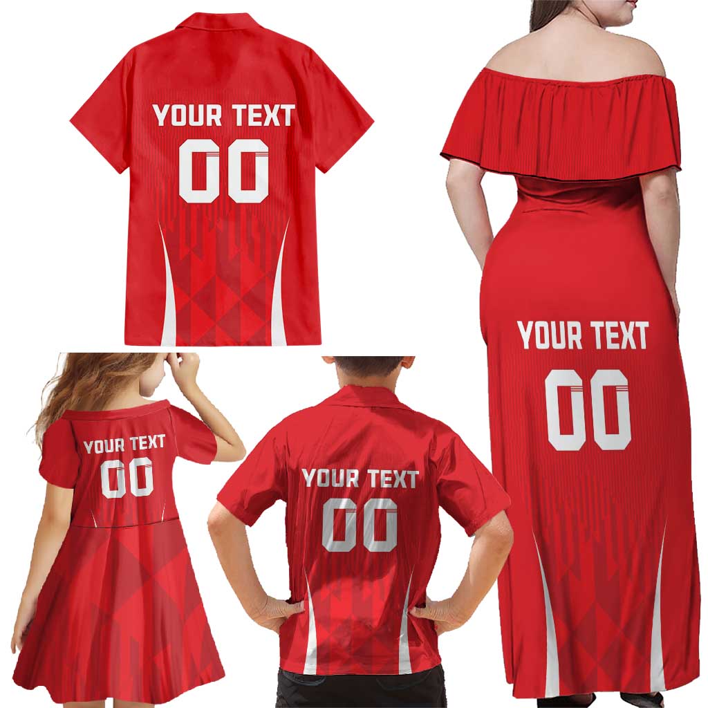 Custom Poland Volleyball Family Matching Off Shoulder Maxi Dress and Hawaiian Shirt Bialo–Czerwoni Go Champions