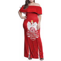 Custom Poland Volleyball Family Matching Off Shoulder Maxi Dress and Hawaiian Shirt Bialo–Czerwoni Go Champions