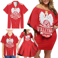Custom Poland Volleyball Family Matching Off Shoulder Short Dress and Hawaiian Shirt Bialo–Czerwoni Go Champions