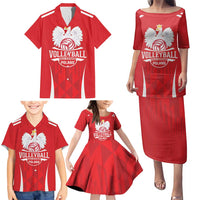 Custom Poland Volleyball Family Matching Puletasi and Hawaiian Shirt Bialo–Czerwoni Go Champions