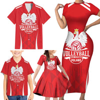 Custom Poland Volleyball Family Matching Short Sleeve Bodycon Dress and Hawaiian Shirt Bialo–Czerwoni Go Champions