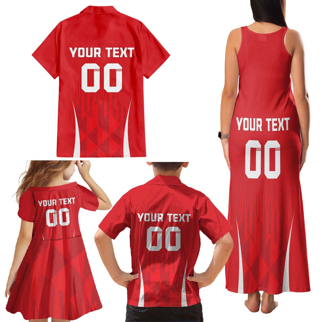 Custom Poland Volleyball Family Matching Tank Maxi Dress and Hawaiian Shirt Bialo–Czerwoni Go Champions