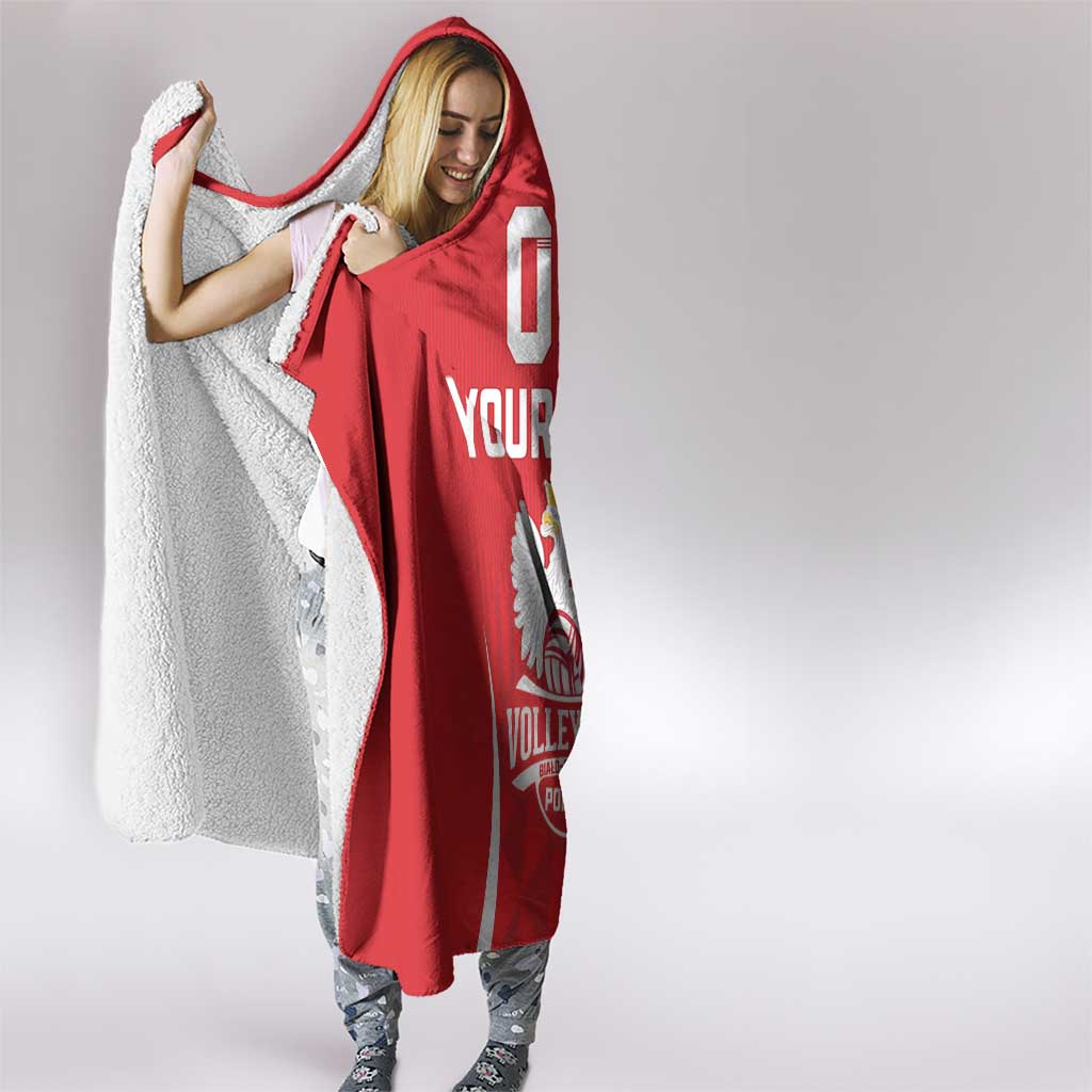 Custom Poland Volleyball Hooded Blanket Bialo–Czerwoni Go Champions