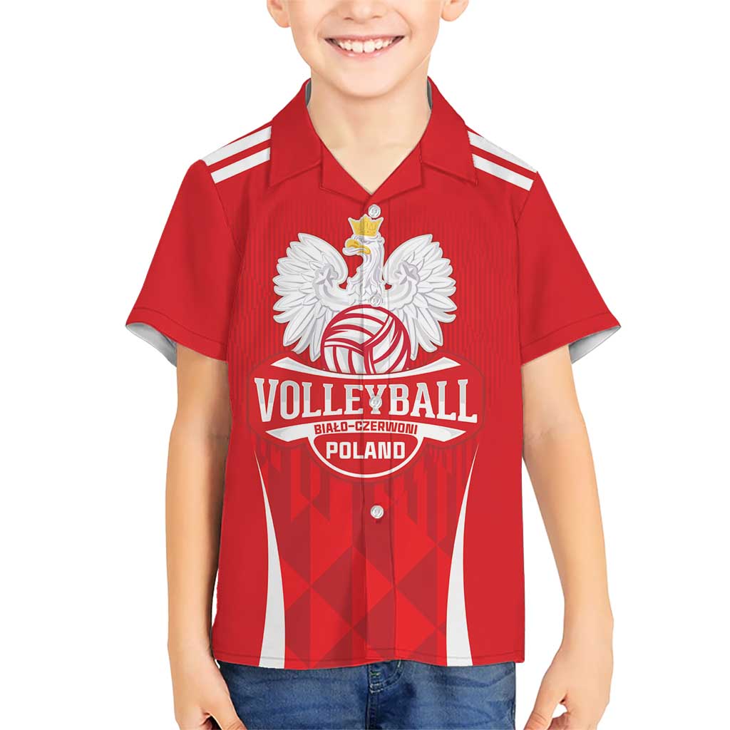 Custom Poland Volleyball Kid Hawaiian Shirt Bialo–Czerwoni Go Champions