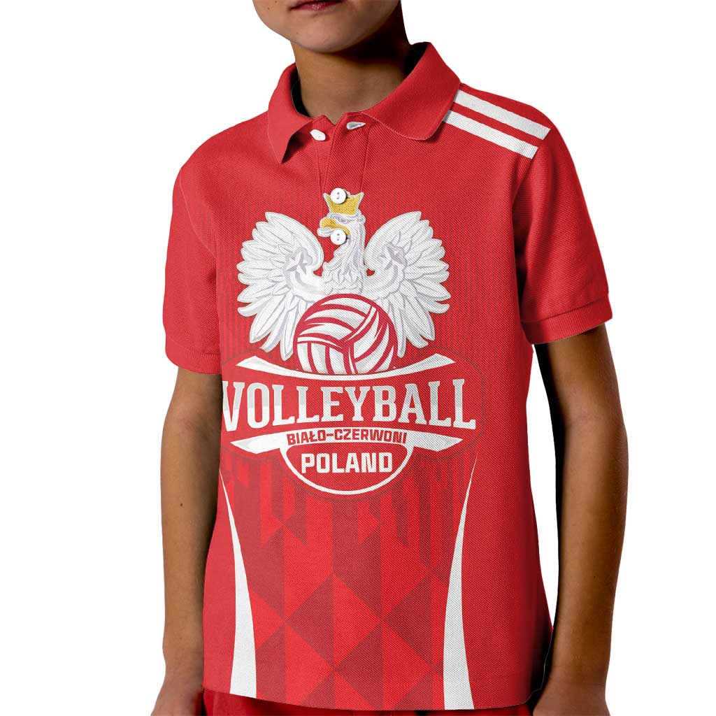 Custom Poland Volleyball Kid Polo Shirt Bialo–Czerwoni Go Champions