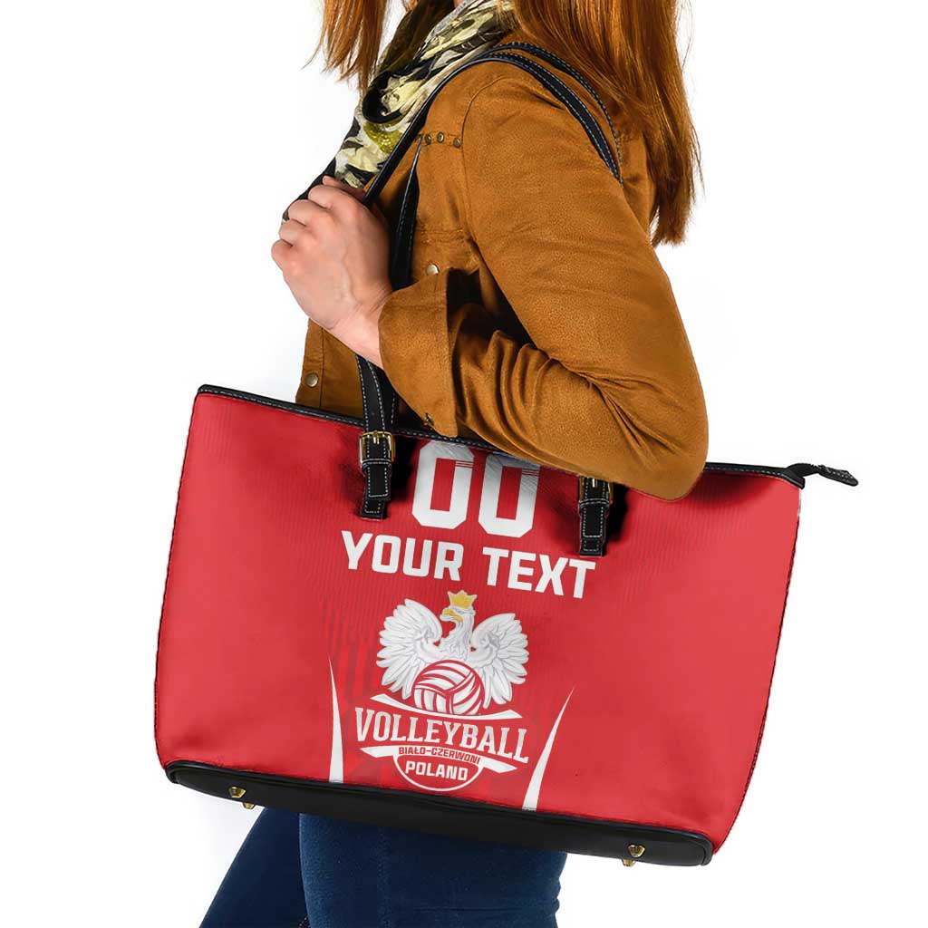 Custom Poland Volleyball Leather Tote Bag Bialo–Czerwoni Go Champions