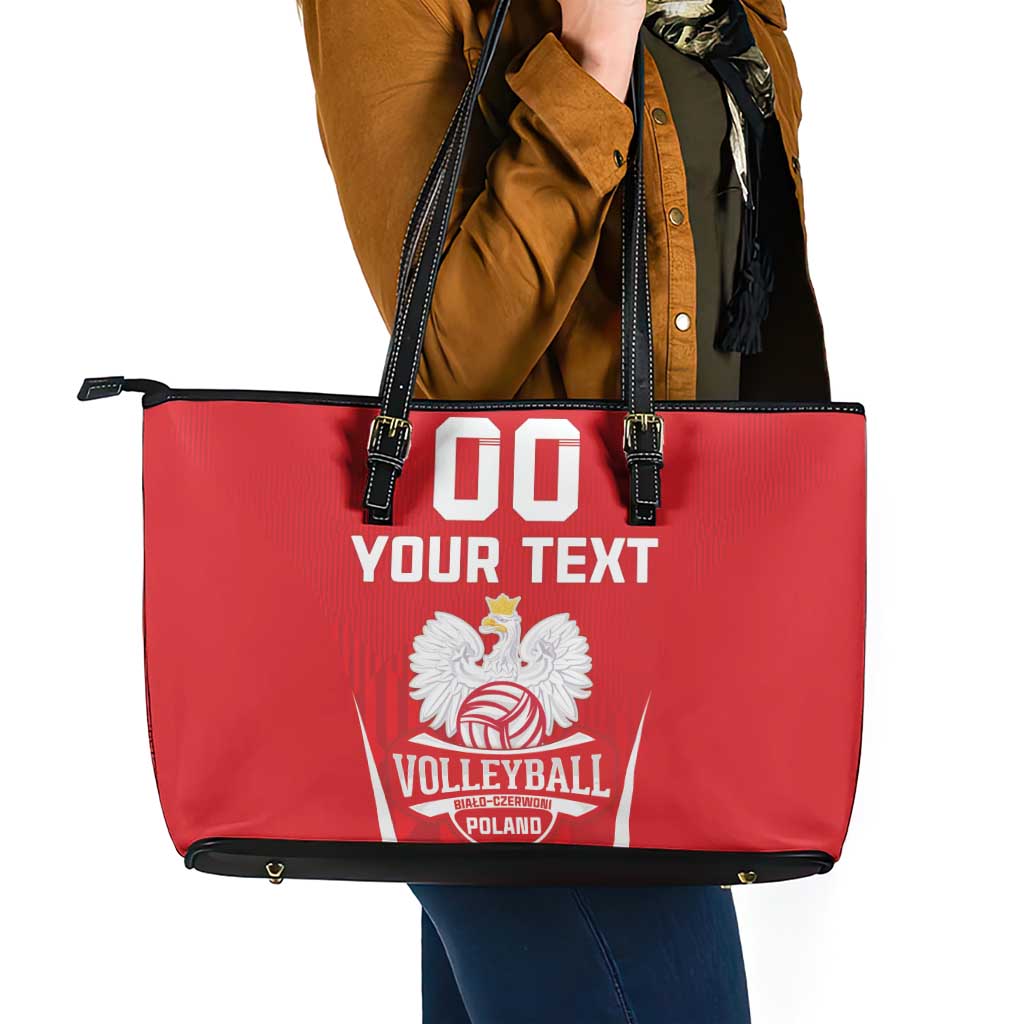 Custom Poland Volleyball Leather Tote Bag Bialo–Czerwoni Go Champions