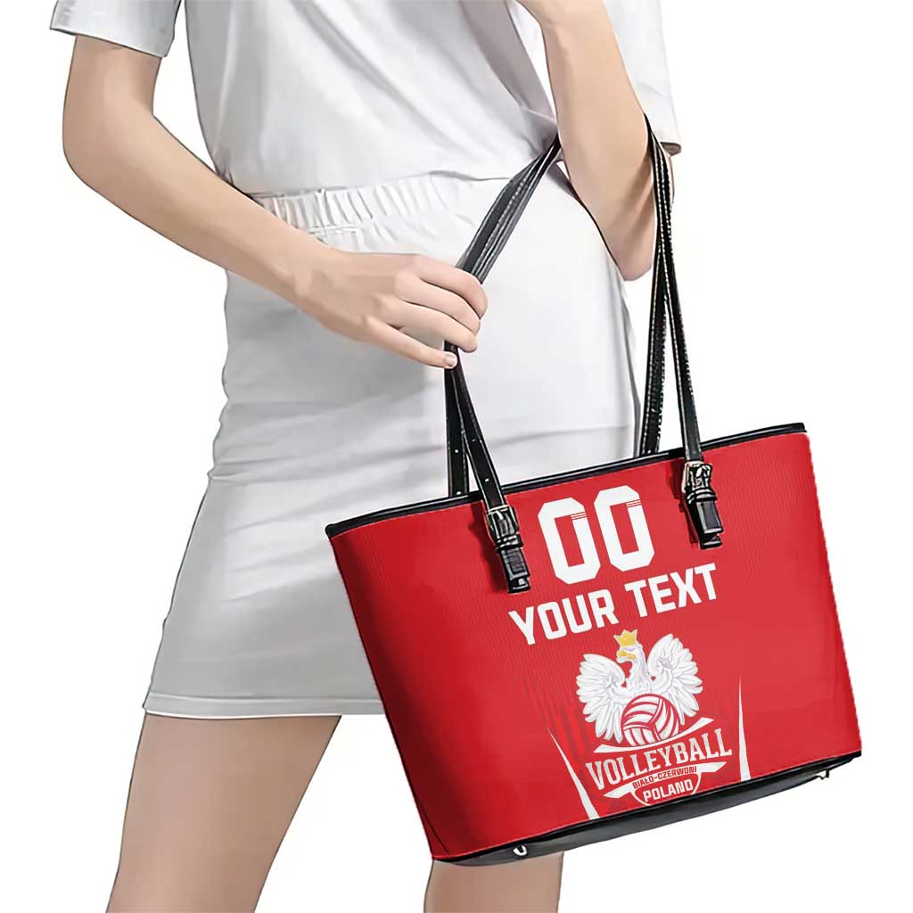 Custom Poland Volleyball Leather Tote Bag Bialo–Czerwoni Go Champions