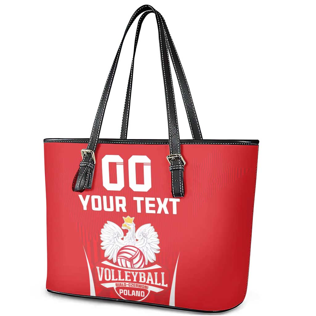 Custom Poland Volleyball Leather Tote Bag Bialo–Czerwoni Go Champions