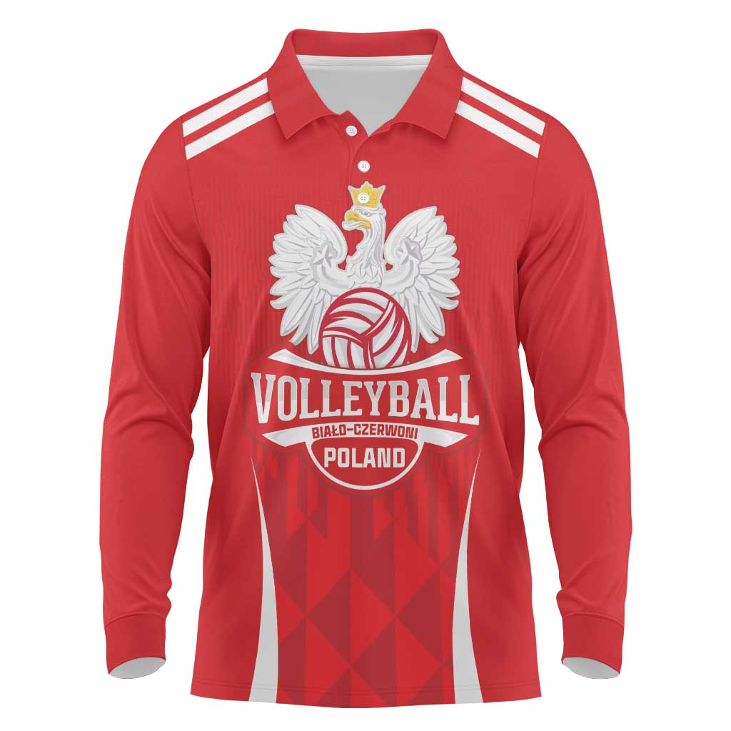Custom Poland Volleyball Long Sleeve Polo Shirt Bialo–Czerwoni Go Champions