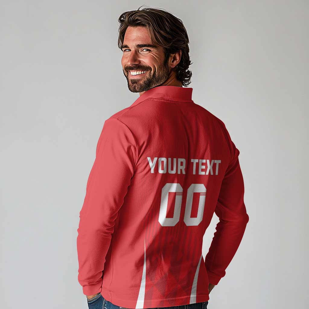 Custom Poland Volleyball Long Sleeve Polo Shirt Bialo–Czerwoni Go Champions