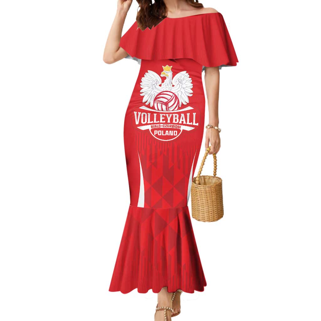 Custom Poland Volleyball Mermaid Dress Bialo–Czerwoni Go Champions
