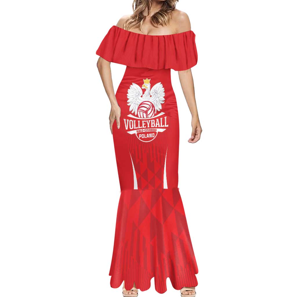 Custom Poland Volleyball Mermaid Dress Bialo–Czerwoni Go Champions