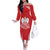 Custom Poland Volleyball Off The Shoulder Long Sleeve Dress Bialo–Czerwoni Go Champions