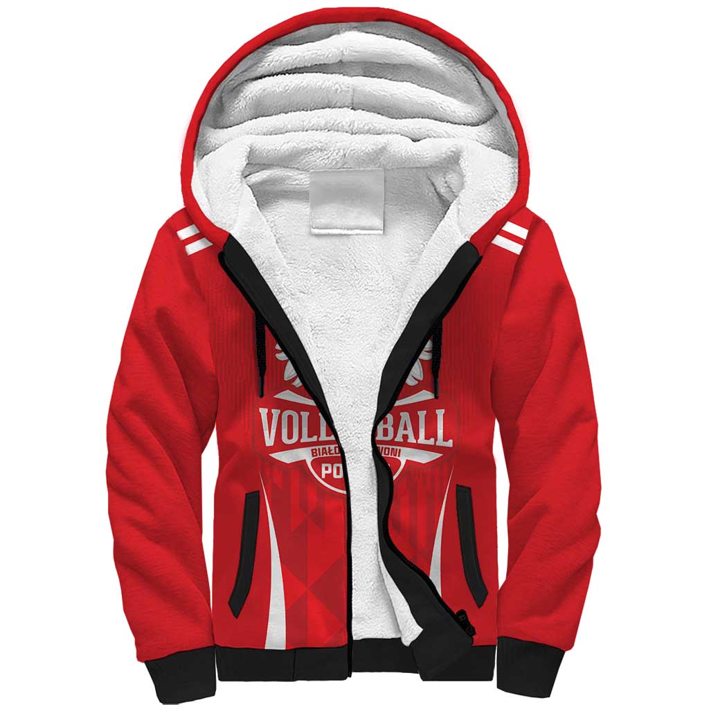 Custom Poland Volleyball Sherpa Hoodie Bialo–Czerwoni Go Champions