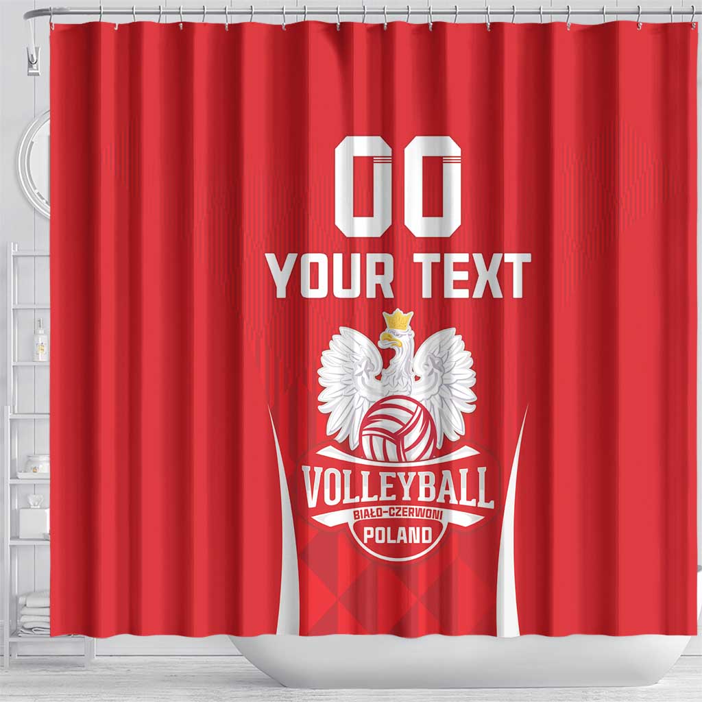 Custom Poland Volleyball Shower Curtain Bialo–Czerwoni Go Champions