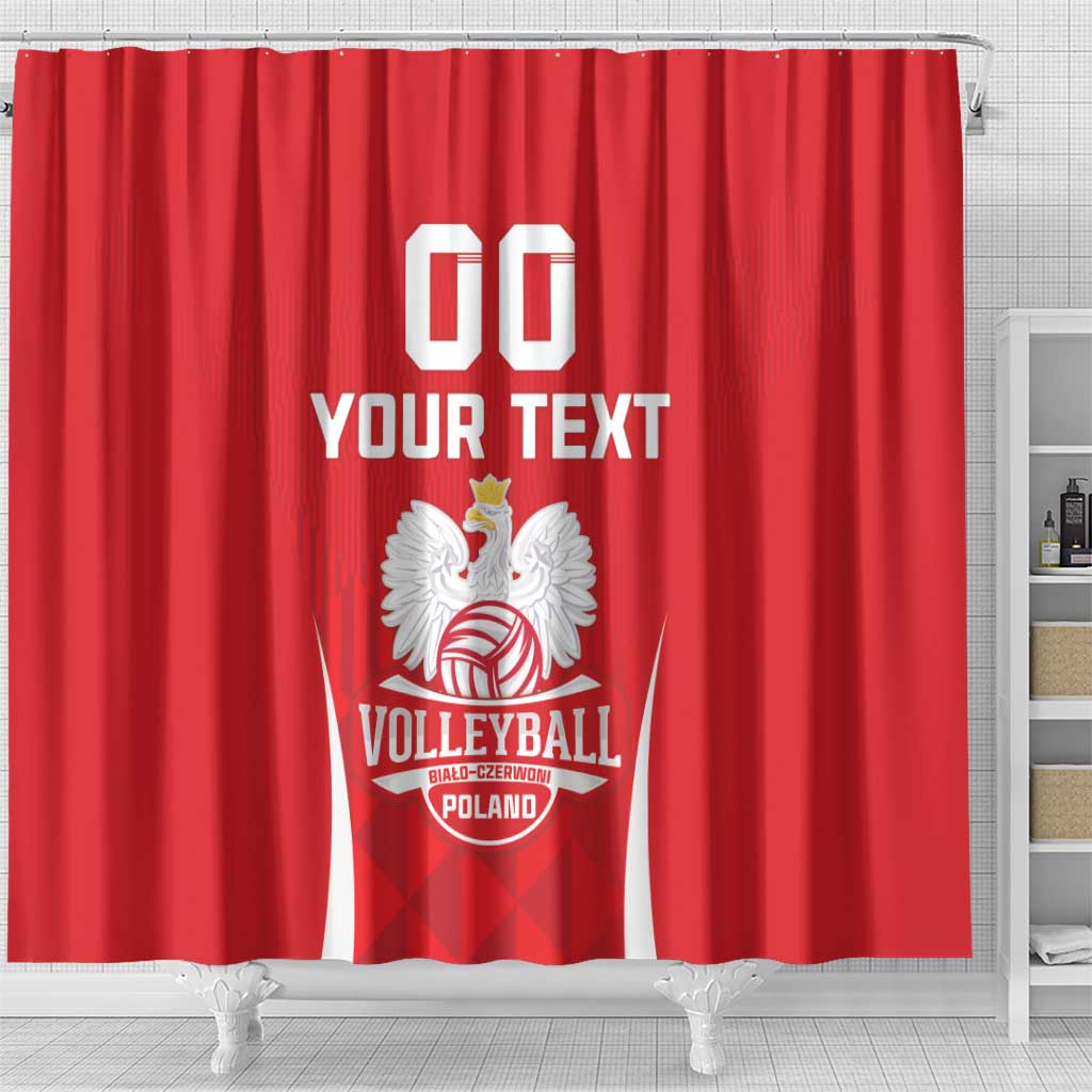 Custom Poland Volleyball Shower Curtain Bialo–Czerwoni Go Champions