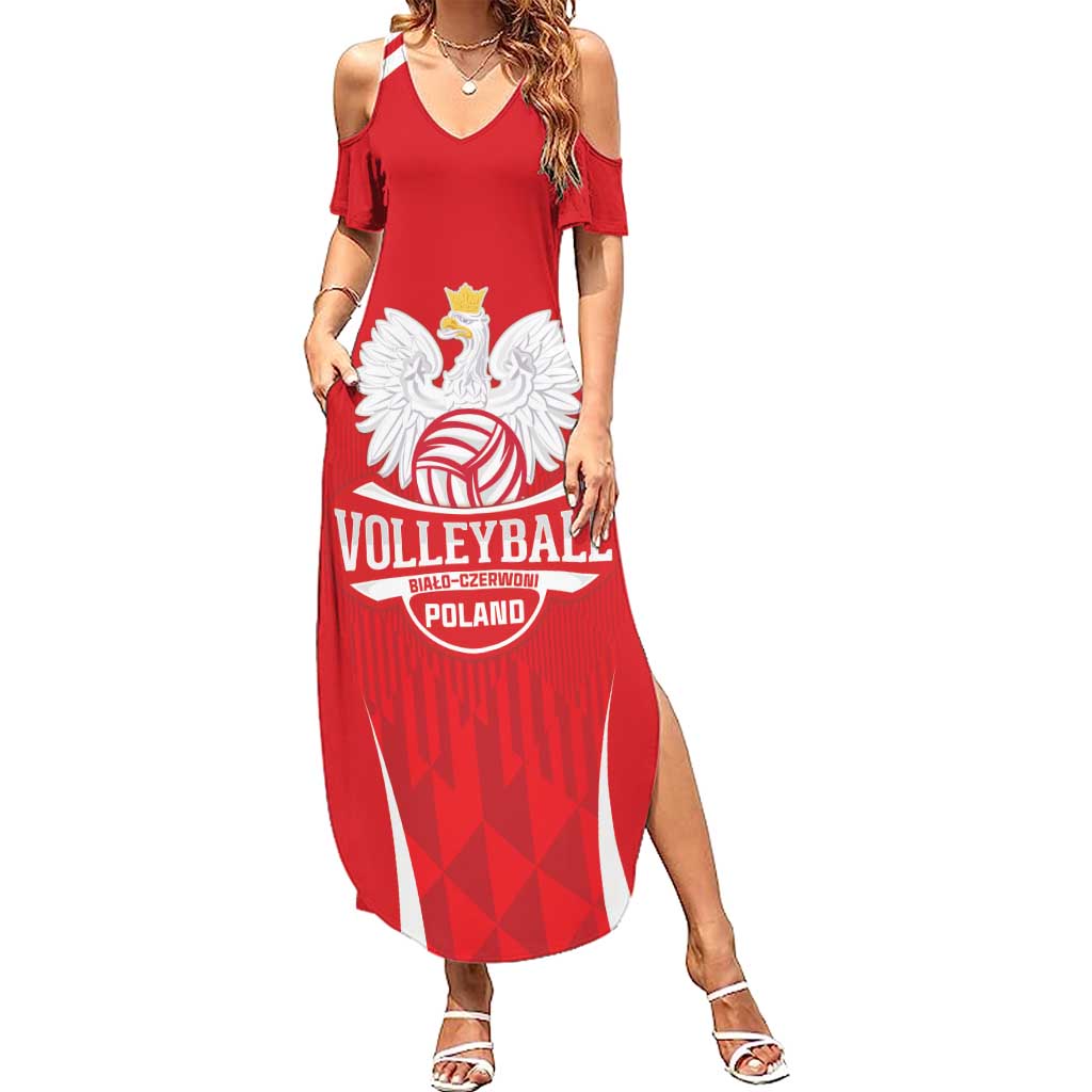Custom Poland Volleyball Summer Maxi Dress Bialo–Czerwoni Go Champions