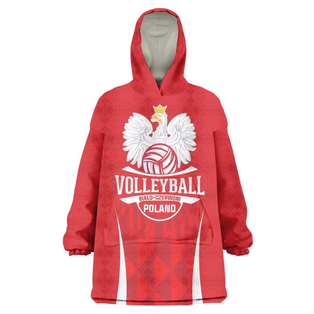 Custom Poland Volleyball Wearable Blanket Hoodie Bialo–Czerwoni Go Champions