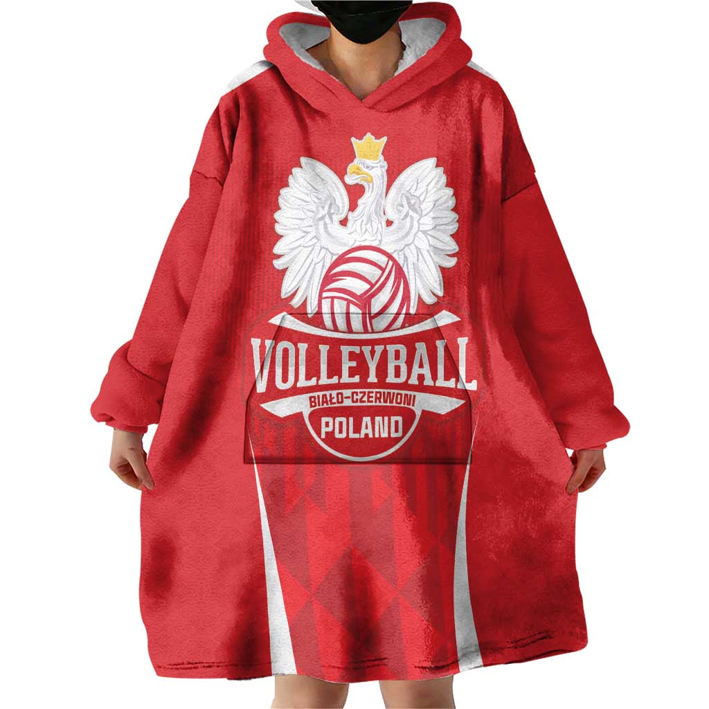 Custom Poland Volleyball Wearable Blanket Hoodie Bialo–Czerwoni Go Champions