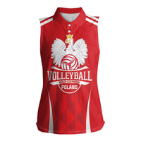 Custom Poland Volleyball Women Sleeveless Polo Shirt Bialo–Czerwoni Go Champions