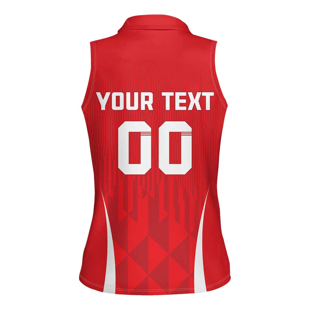 Custom Poland Volleyball Women Sleeveless Polo Shirt Bialo–Czerwoni Go Champions