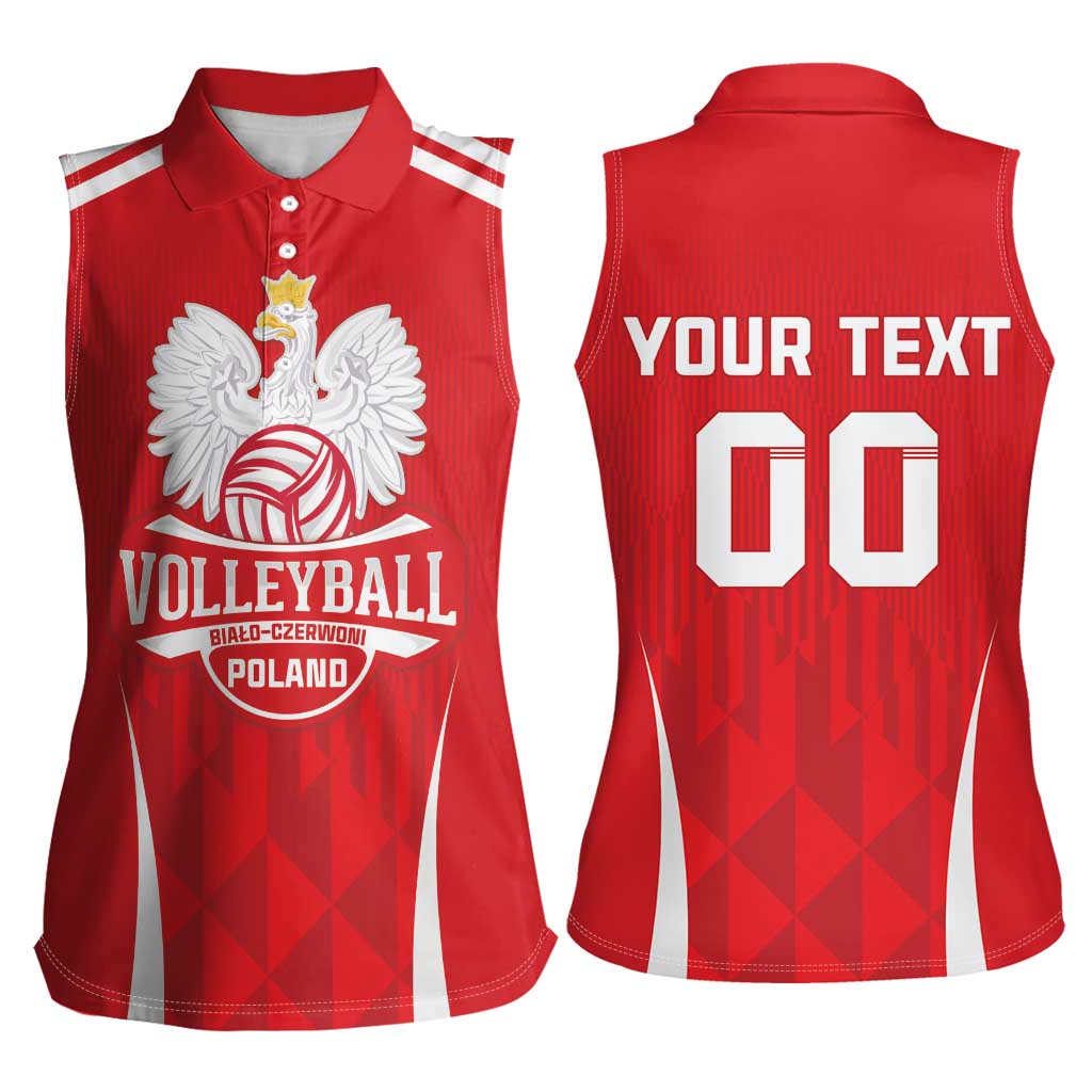 Custom Poland Volleyball Women Sleeveless Polo Shirt Bialo–Czerwoni Go Champions