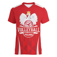 Custom Poland Volleyball Women V-Neck T-Shirt Bialo–Czerwoni Go Champions