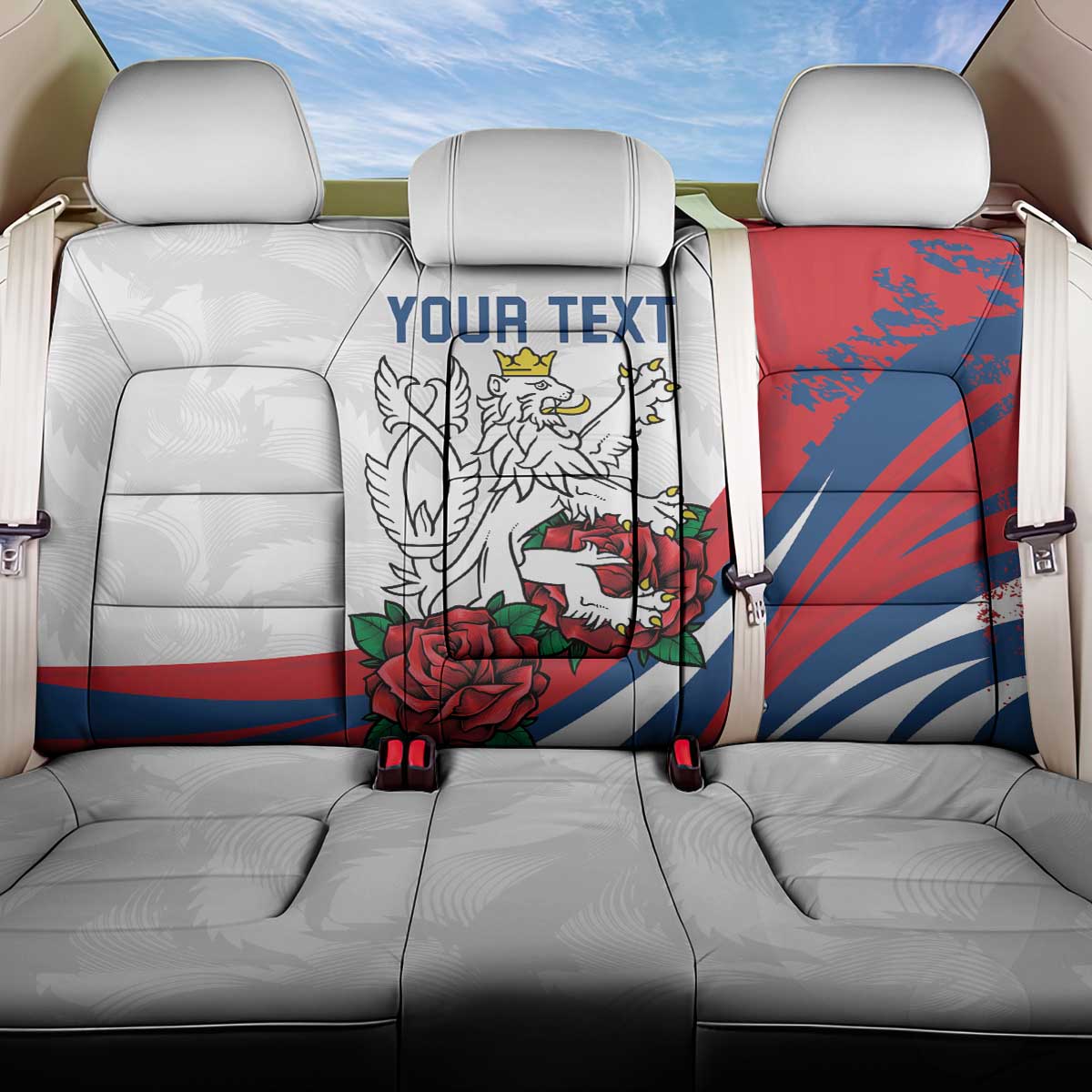 Personalized Czech Republic Back Car Seat Cover Pravda Vitezi With Rose