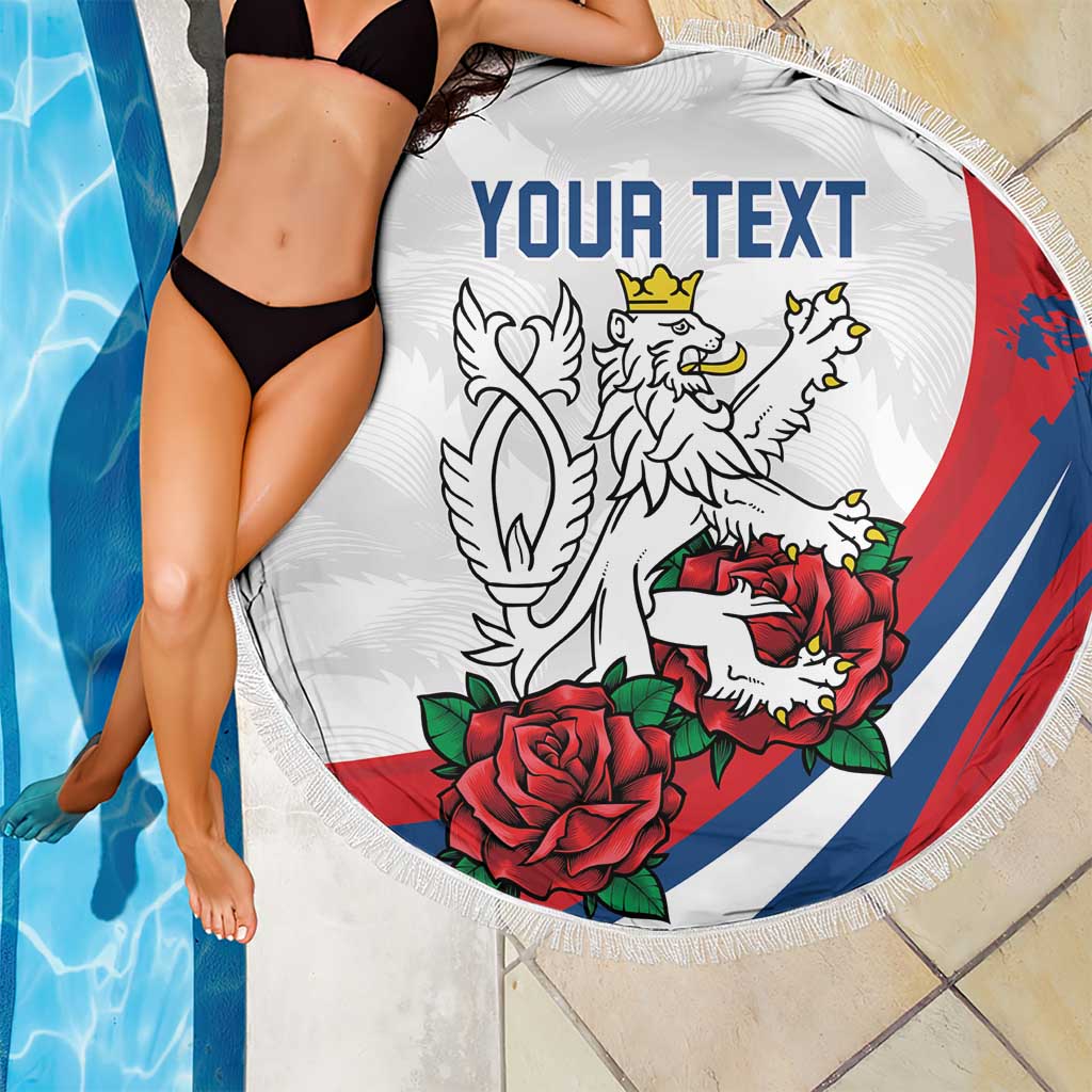 Personalized Czech Republic Beach Blanket Pravda Vitezi With Rose