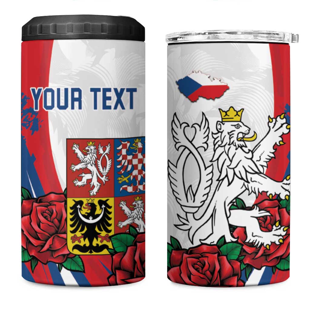 Personalized Czech Republic 4 in 1 Can Cooler Tumbler Pravda Vitezi With Rose