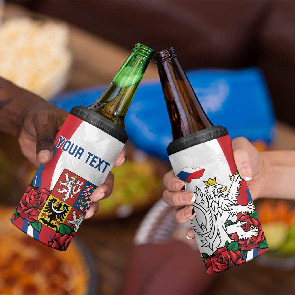 Personalized Czech Republic 4 in 1 Can Cooler Tumbler Pravda Vitezi With Rose