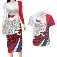 Personalized Czech Republic Couples Matching Long Sleeve Bodycon Dress and Hawaiian Shirt Pravda Vitezi With Rose