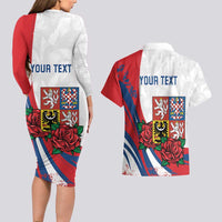 Personalized Czech Republic Couples Matching Long Sleeve Bodycon Dress and Hawaiian Shirt Pravda Vitezi With Rose