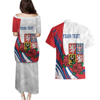 Personalized Czech Republic Couples Matching Puletasi and Hawaiian Shirt Pravda Vitezi With Rose