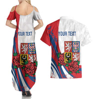 Personalized Czech Republic Couples Matching Summer Maxi Dress and Hawaiian Shirt Pravda Vitezi With Rose