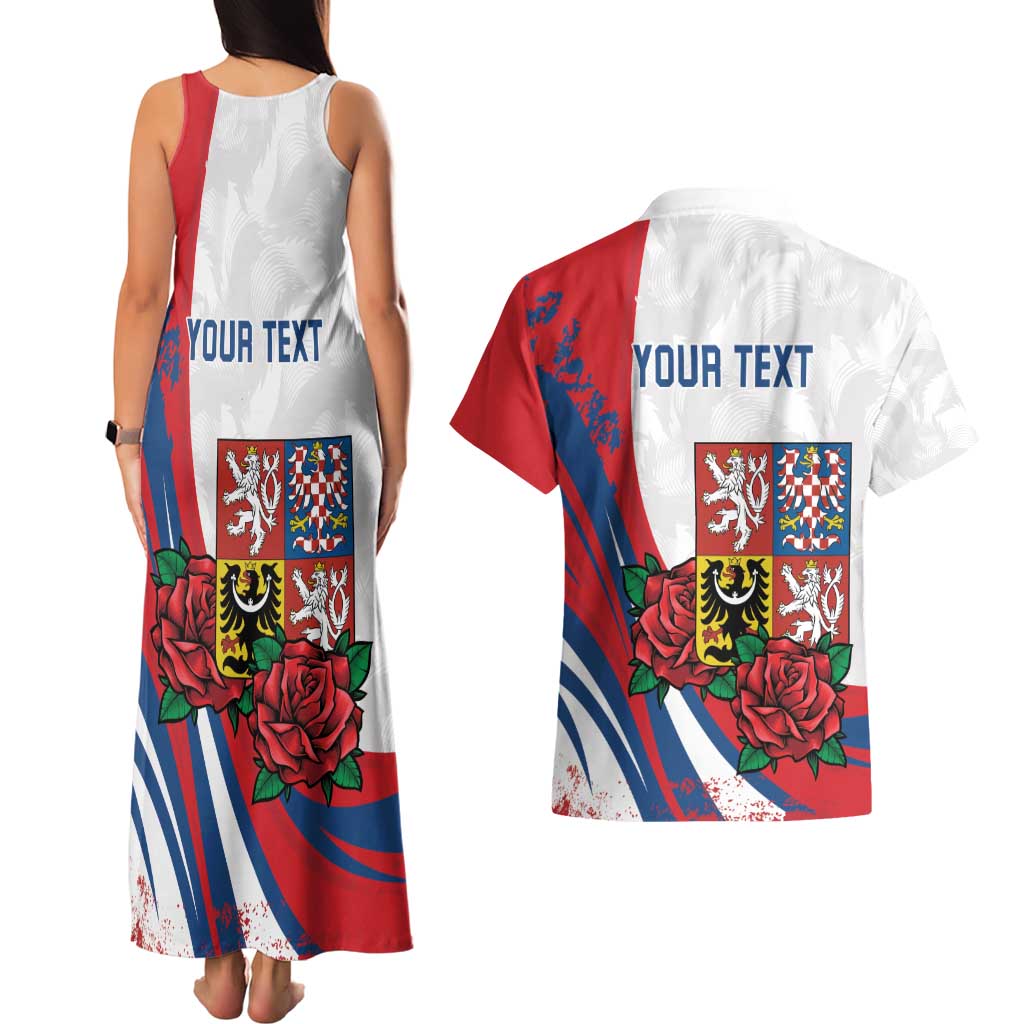 Personalized Czech Republic Couples Matching Tank Maxi Dress and Hawaiian Shirt Pravda Vitezi With Rose
