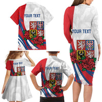 Personalized Czech Republic Family Matching Long Sleeve Bodycon Dress and Hawaiian Shirt Pravda Vitezi With Rose